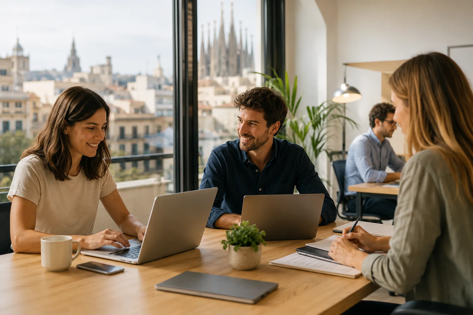 Equipo de Gestor Vecinal en su oficina de Barcelona